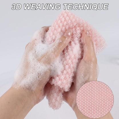 CMANLNYK 2Pcs Japanese Exfoliating Shower Towel - Deep Exfoliating Back Scrub Gentle on Sensitive Skin, 3D Weaving Technique Shower Towel