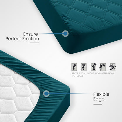 Ystyle Fitted Sheet 160 x 200 cm, Microfibre, Fitted Sheet - Mattress Height up to 30 cm, Dark Green