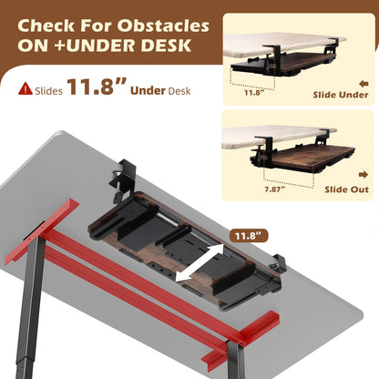 Large 26.77" Keyboard Tray Under Desk with Storage Drawer - Heavy Duty C-Clamp Mount, Ergonomic Computer Keyboard Stand for Home Office, Easy Install