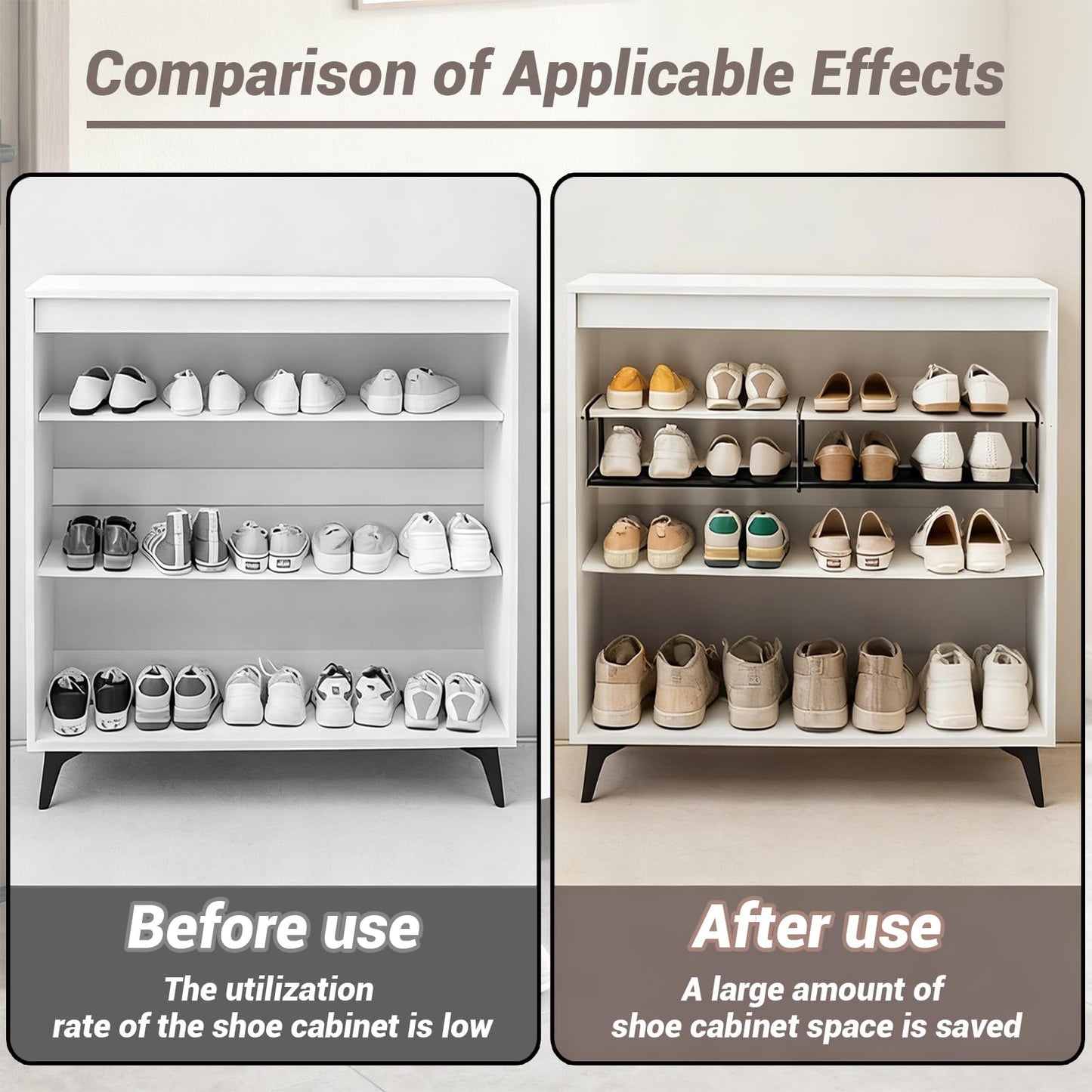 DHSUN Hanging Shoe Rack Storage In The Wardrobe, Length Adjustable 40-70CM, Plug-and-Play