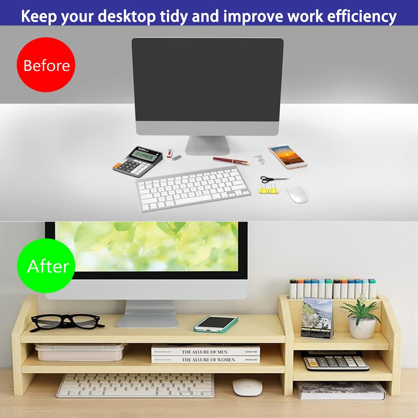 Catekro Monitor Stand Monitor Shelf Computer Booster Stand Computer Laptop Raised Table Desktop Organizer Desktop Computer Mass Storage Shelf Office
