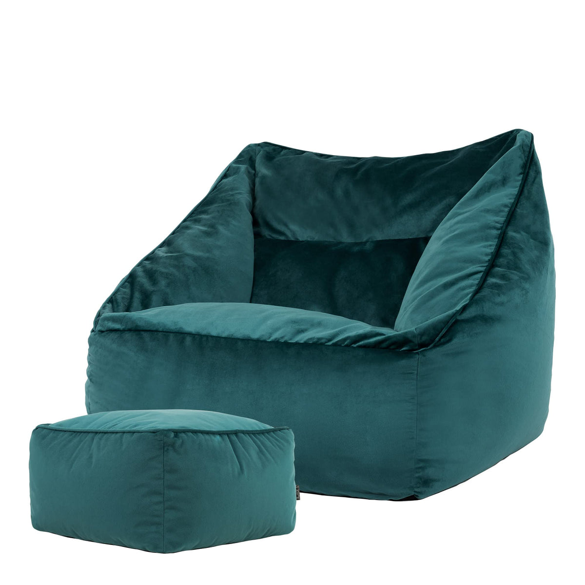 icon Natalia Velvet Bean Bag Chair & Footstool with Filling Included, Teal