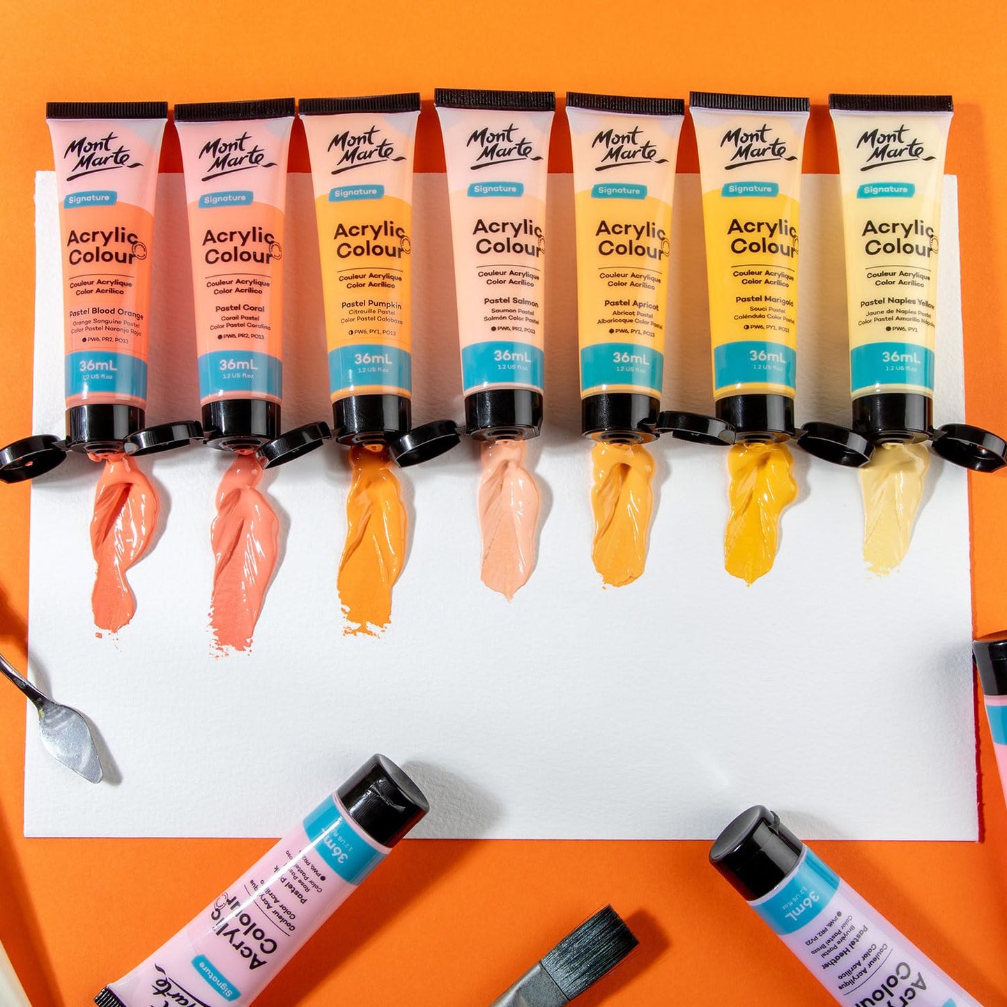 Mont Marte Acrylic Paint Pastel Set  48 x 36ml  Modern Pastel Colours for Canvas, Cardboard, Paper, Leather and more