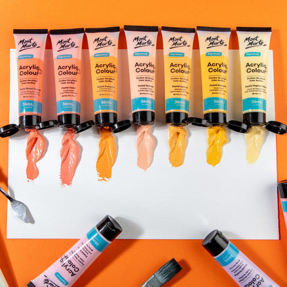 Mont Marte Acrylic Paint Pastel Set  48 x 36ml  Modern Pastel Colours for Canvas, Cardboard, Paper, Leather and more
