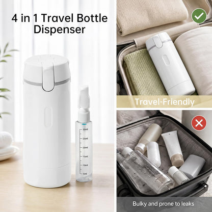 4 in 1 Travel Bottle Dispenser, Refillable Leakproof Mini Plastic Travel Containers for Toiletries