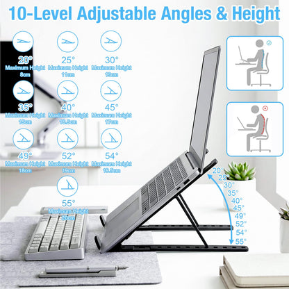 Marte Vanci Laptop Stand for Desk, Portable Computer Riser with 10 Adjustable Levels