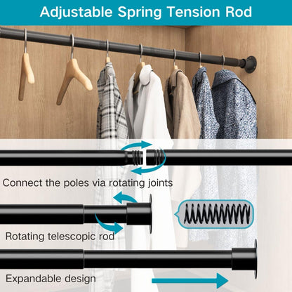 Wardrobe Rail, Extendable Clothes Rail Wall Mounted Wardrobe Hanging Rail for Clothes, Bedroom,Windows and Showers, 45-68CM/Diameter 25MM，White