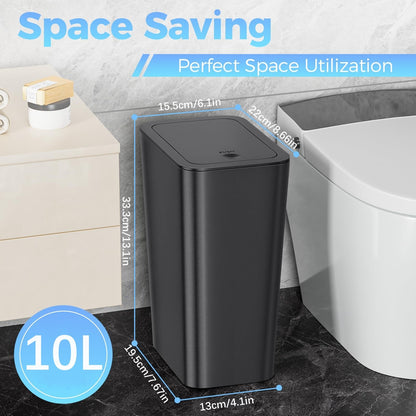 Xygobla 3 Pack 10L Slim Bathroom Bin with Lid