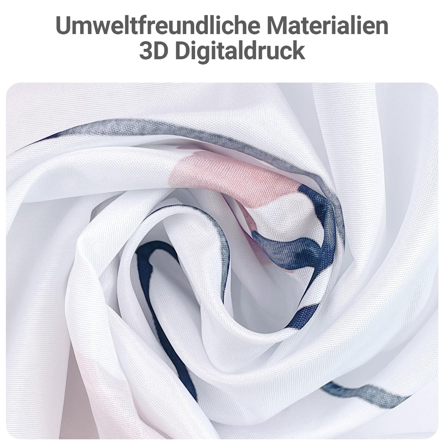 Lerores Shower Curtain, 120 x 200 cm, Blue Flower, Weighted Hem, Anti-Mould, Water-Repellent