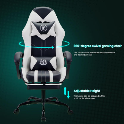 play haha Gaming Chair with Footrest & Lumbar Support,Reclining Swivel Chair,Ergonomic Gaming Chair for Adults