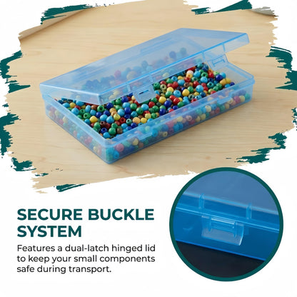 LJY 6 Pack Blue Small Plastic Storage Box with Hinged Lid 18 x 11 x 3 cm
