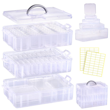 Funtopia Craft Organiser 59 Pack, 3-Tier Stackable Container Box with Lids