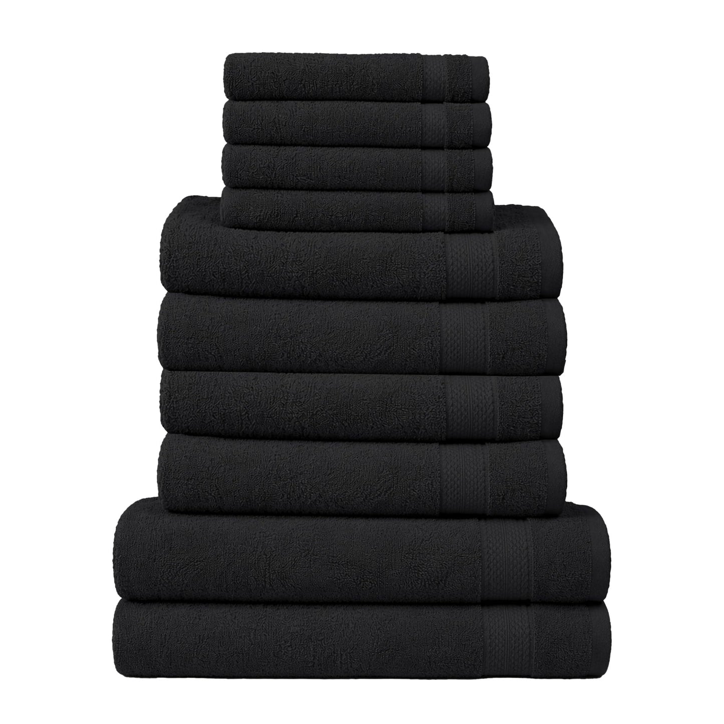 RAYMSTER 10 Piece Egyptian Cotton Towel Set - 2 Bath, 4 Face, & 4 Hand Towels Set for Daily Use - Soft, Highly Absorbent, Quick Dry, and Lightweight