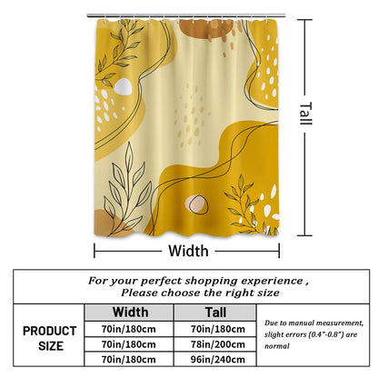 LanZanthic Mustard Yellow Shower Curtains for Bathroom Light and Dark Yellow Modern Abstract Boho Wet Room Shower Curtain with hooks
