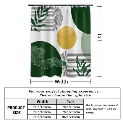 LanZanthic Dark Green and White Shower Curtains for Bathroom Olive Gold Emerald Mid Century Boho Wet Room Shower Curtain with hooks