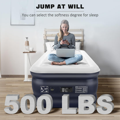 NALONE Air bed Single, Inflatable mattress with Built in Pump, 197x100x46cm Double Blow Up Mattress in 3 Mins Self-Inflation/Deflation, Portable air