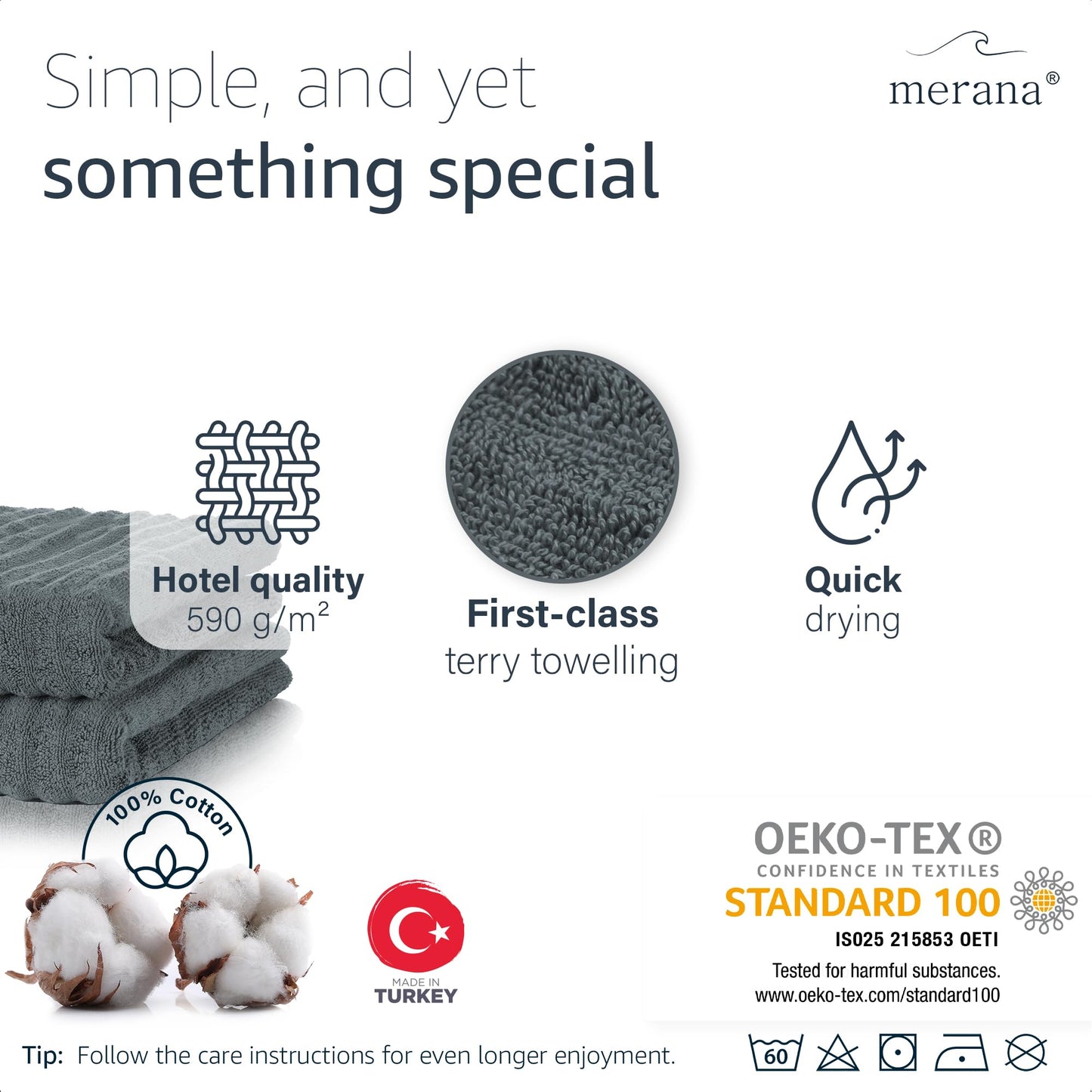 Merana OSLO towel set | quick-drying, soft & lint-free | terry luxury quality | 100% cotton terrycloth | OEKO-TEX | 590 GSM