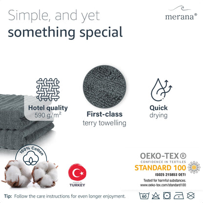 Merana OSLO towel set | quick-drying, soft & lint-free | terry luxury quality | 100% cotton terrycloth | OEKO-TEX | 590 GSM | guest & face towel