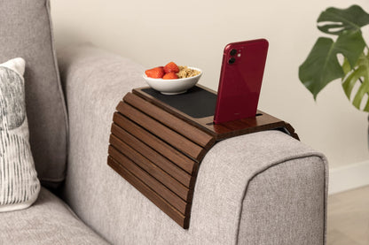 Bamboo Sofa Arm Tray – Anti-Slip, Flexible Sofa Arm Table for All Armrests – Durable Couch Tray with Elegant Design, Natural Color