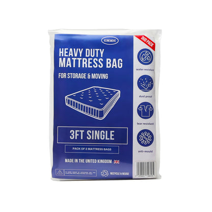Single Size Mattress Bag - Moving and Storage - Plastic Mattress Covers for Moving and Storage - Mattress Protector - Storage Bags - Heavy Duty