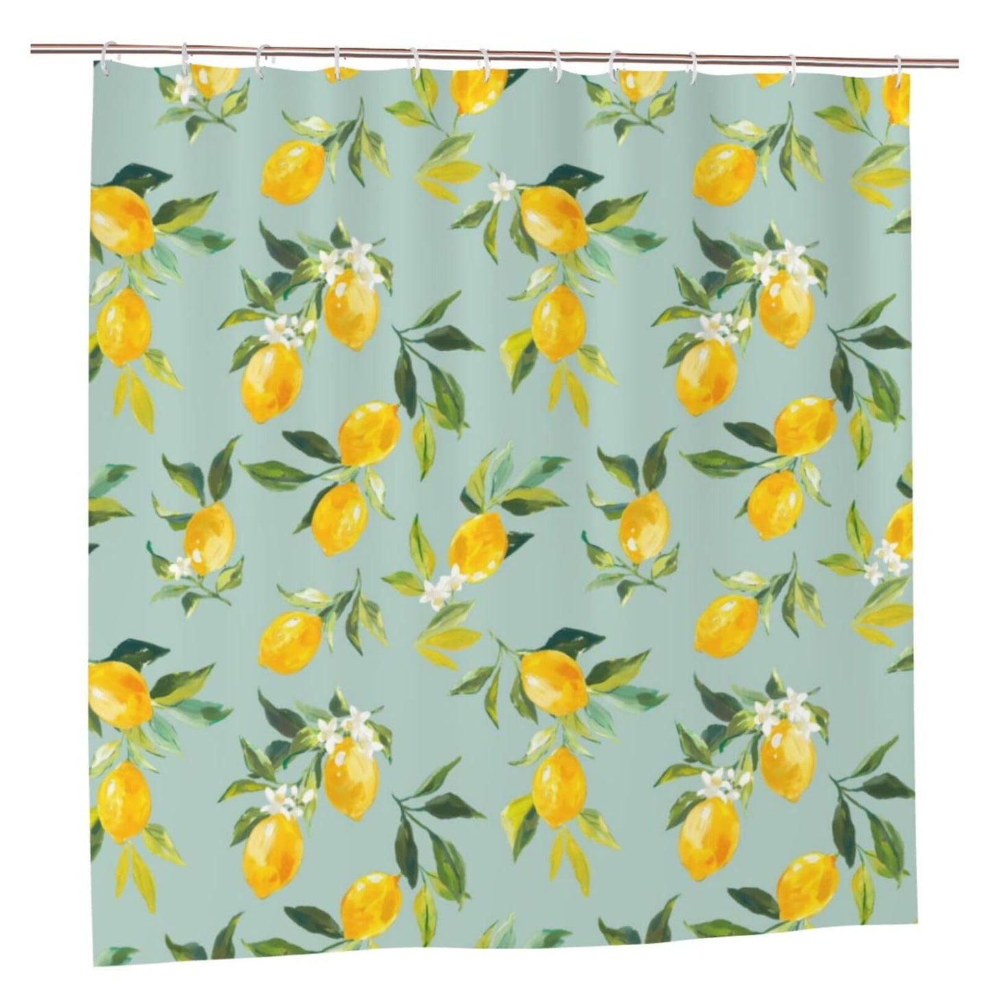 Newhomestyle Lemon Shower Curtain, Fruit Green Leaves Summer Bathroom Curtain, Waterproof Polyester Fabric Bath Curtain, Quick Dry Bathtub Decor with
