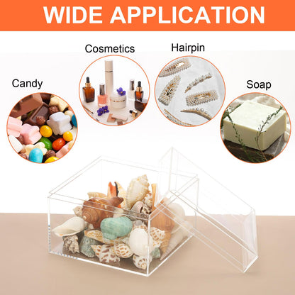 PATIKIL Acrylic Box with Lid 4.33" x 2.76" x 0.98", Clear Acrylic Display Boxes Plastic Square Cube Containers Storage Organizer for Candy Tiny