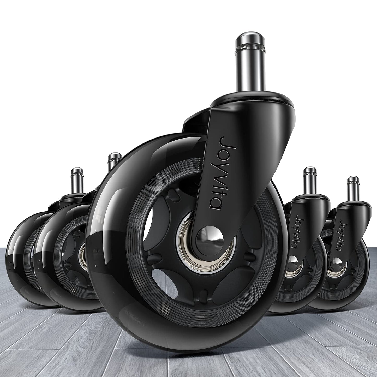 Office Chair Castors 11mm x 22 mm, Set of 5 Office Chair Wheels Replacements, Super Quiet and Soft Rubber Office Chair Casters for Hard Floors