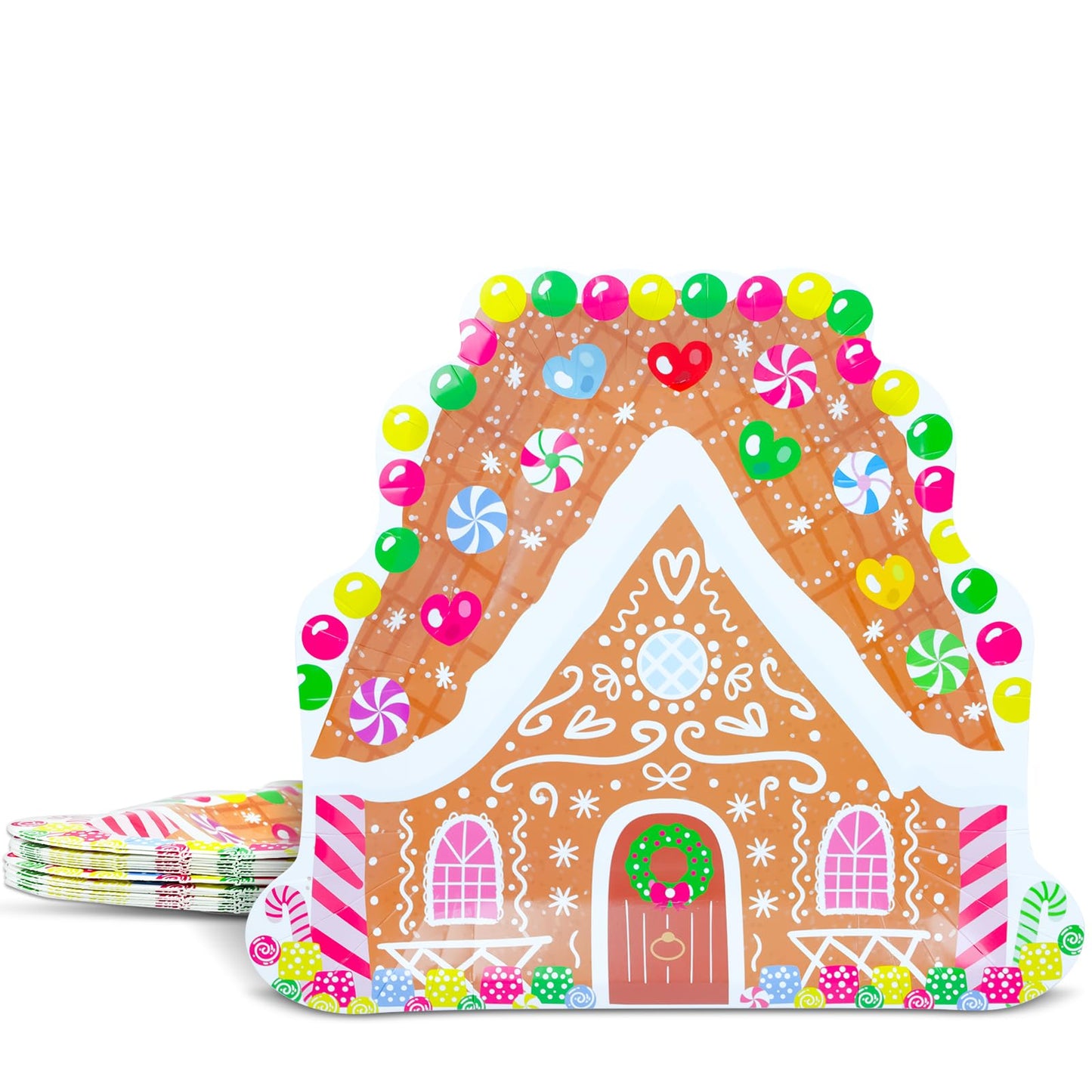 HNH Christmas Paper Plates Set 20 Gingerbread House Party Plates Disposable
