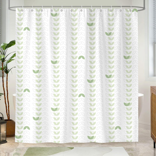 Dazzlewall Mint Green Geometric Shower Curtain, Abstract Pattern Modern Waterproof Bathroom Curtain 180x180cm, Mould Resistant Fabric Bath Decor with