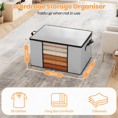 Oak & Tea Storage Bags 90L 4-Pack, Moving Bags & Wardrobe Organiser with Lid & Zips, PE Coated Woven Fabric