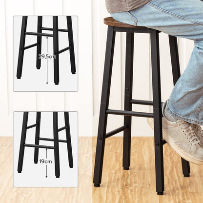 HOOBRO Bar Stools Set of 2, Kitchen Breakfast Bar Chiars, Industrial 63 cm Height Stools for Dining Room, Kitchen, Solid and Stable, Rustic Brown and