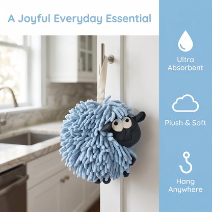 HMETOL Chenille Hand Towels with Hanging Loop, 1 Pack Funny Bathroom Hand