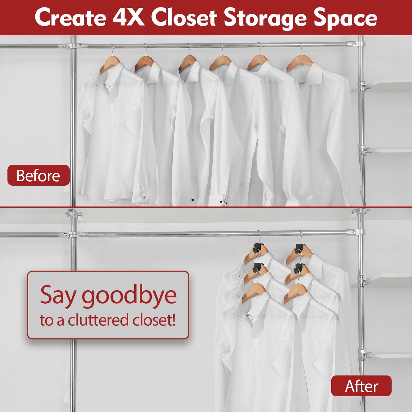 Latoxcaa Hangers Space Saving 50Pcs, Upgrade 40Lb(Max) Heavy Duty Hanger Hooks Space Saver, Space Saving Hangers for Clothes Hanger Connector Hooks