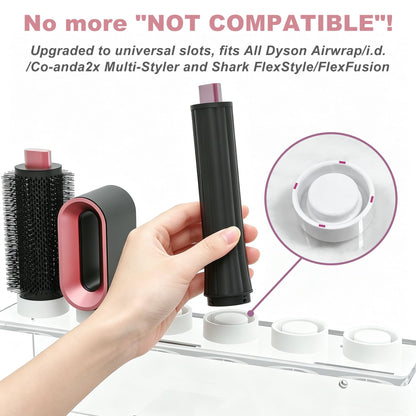 Affogato Wall Mount Holder Compatible with All Dyson Airwrap Styler Accessories, Upgraded Acrylic 6 Holes Storage Organizer Rack for Bathroom