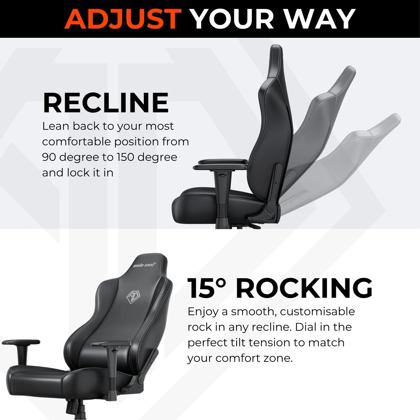 Anda Seat Novis Max Gaming Chair for Adults - Large Reclining Video Game Chairs, PVC leather Ergonomic Gaming Chair, Heavy Duty Back Lumbar Support