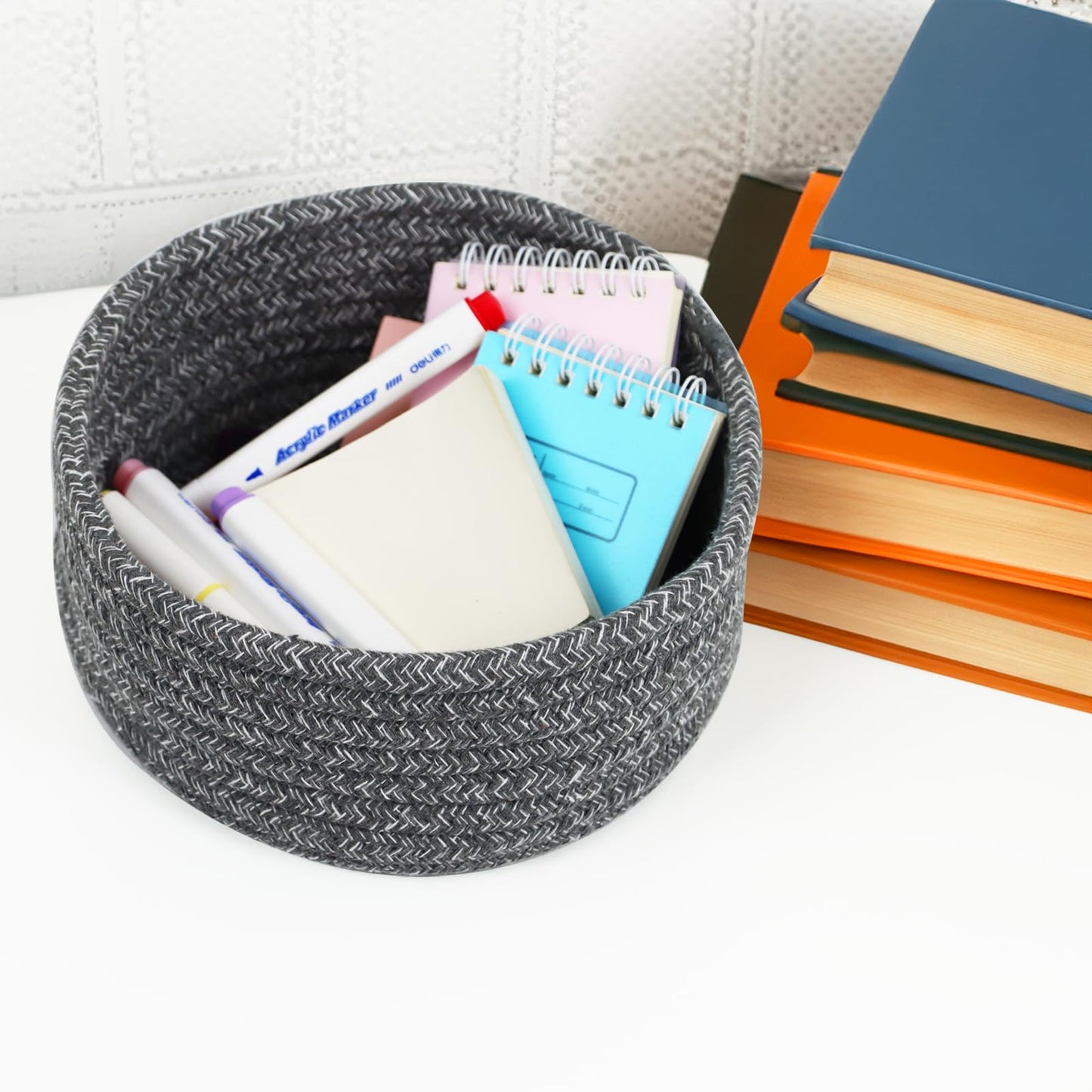 Small Basket, Set of 3 Woven Baskets, Cotton Rope Small Baskets for Organizing, Cute Mini Tiny Storage Basket for Gifts