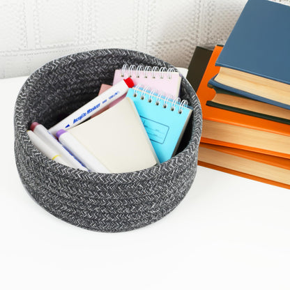 Small Basket, Set of 3 Woven Baskets, Cotton Rope Small Baskets for Organizing, Cute Mini Tiny Storage Basket for Gifts