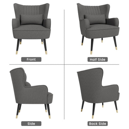 Vesgantti Teddy Accent Chair with Lumbar Pillow, Wing Back Large Armchair