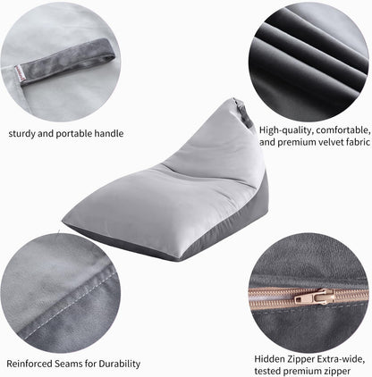 Nobildonna 4ft Bean Bag Chair Cover (No Filler) for Adults, 400L Extra Large Triangular Beanbag Chair Cover