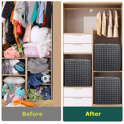 Minicoco 2Pcs 100L Large Capacity Clothes Storage Bags With Reinforced Handle For Moving House, Bedding, Duvet - Foldable, Waterproof, Moisture Proof