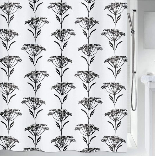 Spirella Naturesign Collection, Textile Shower Curtain, 180 x 200, 100% Polyester, Black