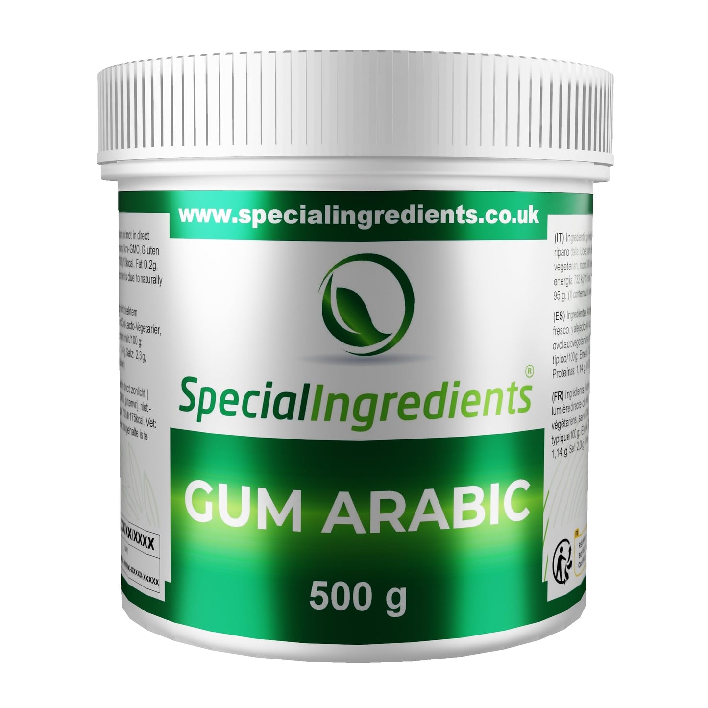 Gum Arabic Powder (Acacia) 500g Premium Quality, Vegan, Non-GMO, Gluten Free ? Recyclable Container