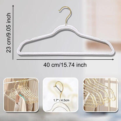 Clear Clothes Hangers 16", 20 Pack Plastic Coat Hanger for Adult Closet, Durable Bling Ganchos de Ropa with Swivel Hook