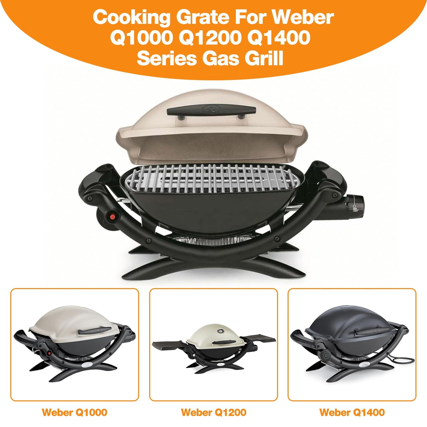onlyfire Stainless Steel Cooking Grate, Cooking Grill Grid Grate,Barbecue Grid fits Weber Q1000 Q1200 Q1400 Grills