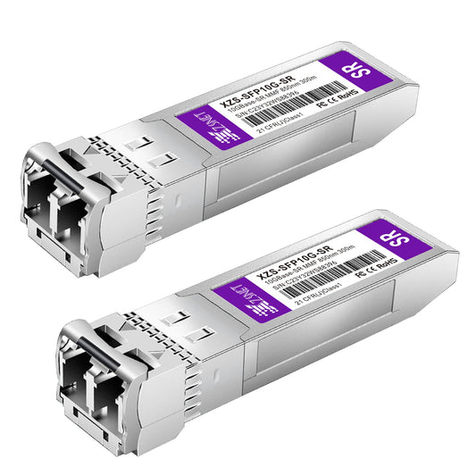 XZSNET 10GBASE-SR SFP+ Transceiver, 10G SFP+ to LC Multimode Fiber Module Compatible with Cisco SFP-10G-SR, Ubiquiti UniFi UF-MM-10G, Mikrotik