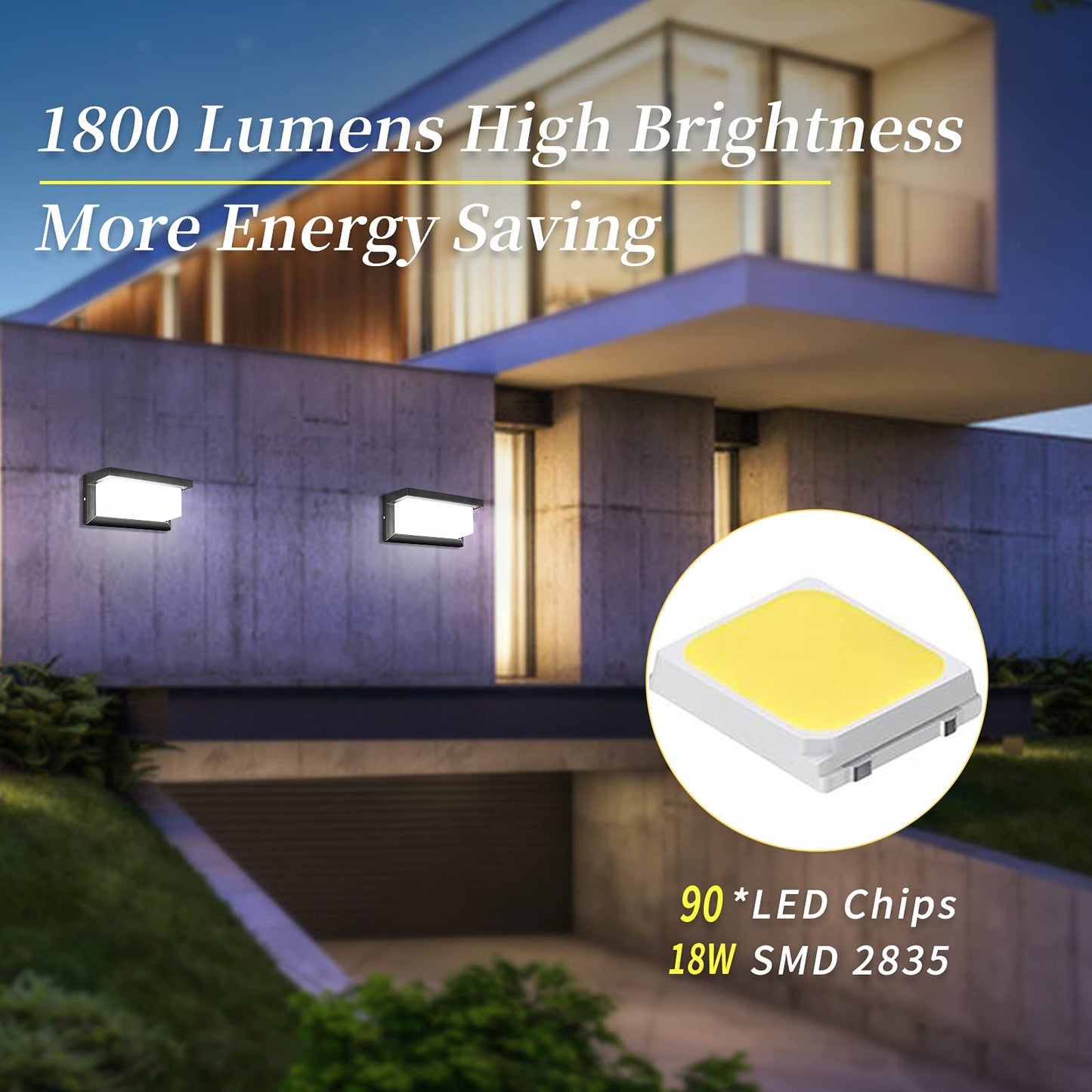 MICUTU Outdoor Wall Light, 18 W LED Outdoor Wall Light IP65 Waterproof Outdoor Decoration for Courtyard, Garden, Terrace, Near, Wall, Pathway, Patio,