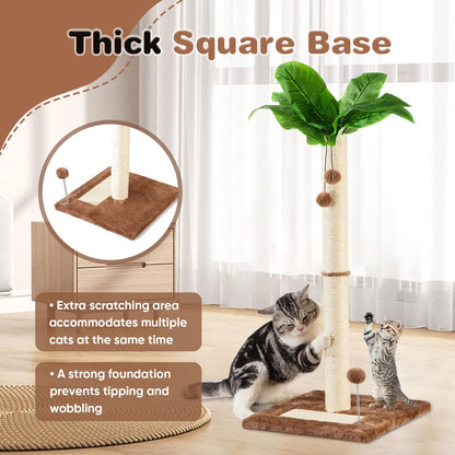 Cat Scratching Post for Indoor Cats 80cm Tall Scratch Tree Toys for Kitten & Adult Cats, Brown Cat Tree Post