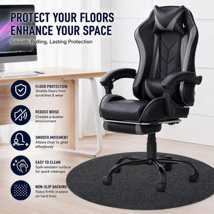Office Chair Mat for Hardwood Floor,100x100cm Round Desk Chair Floor Protector Mat Rug for Gaming Rolling Chair