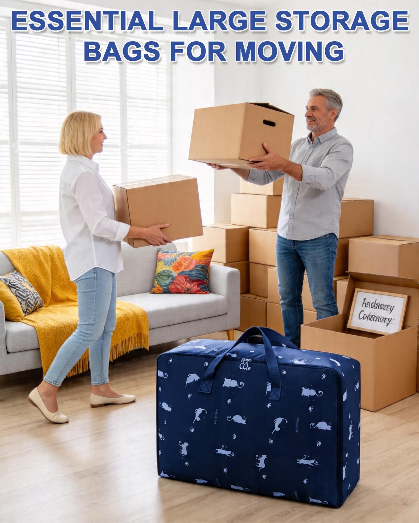 Acual 2 PCS 105L Large Storage Bags, Heavy Duty Moving Bags