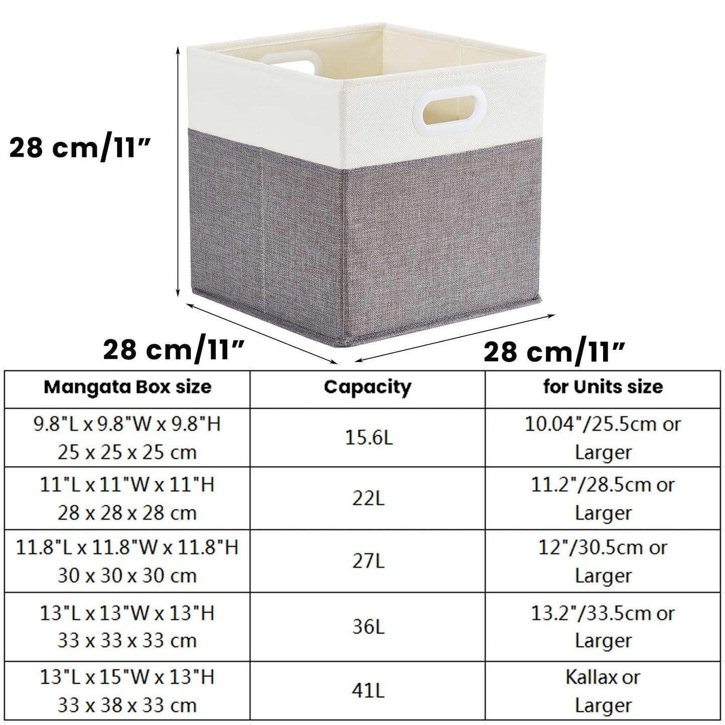 Mangata Cube Storage Boxes 28x28x28cm, Grey Cream White, 4Pcs